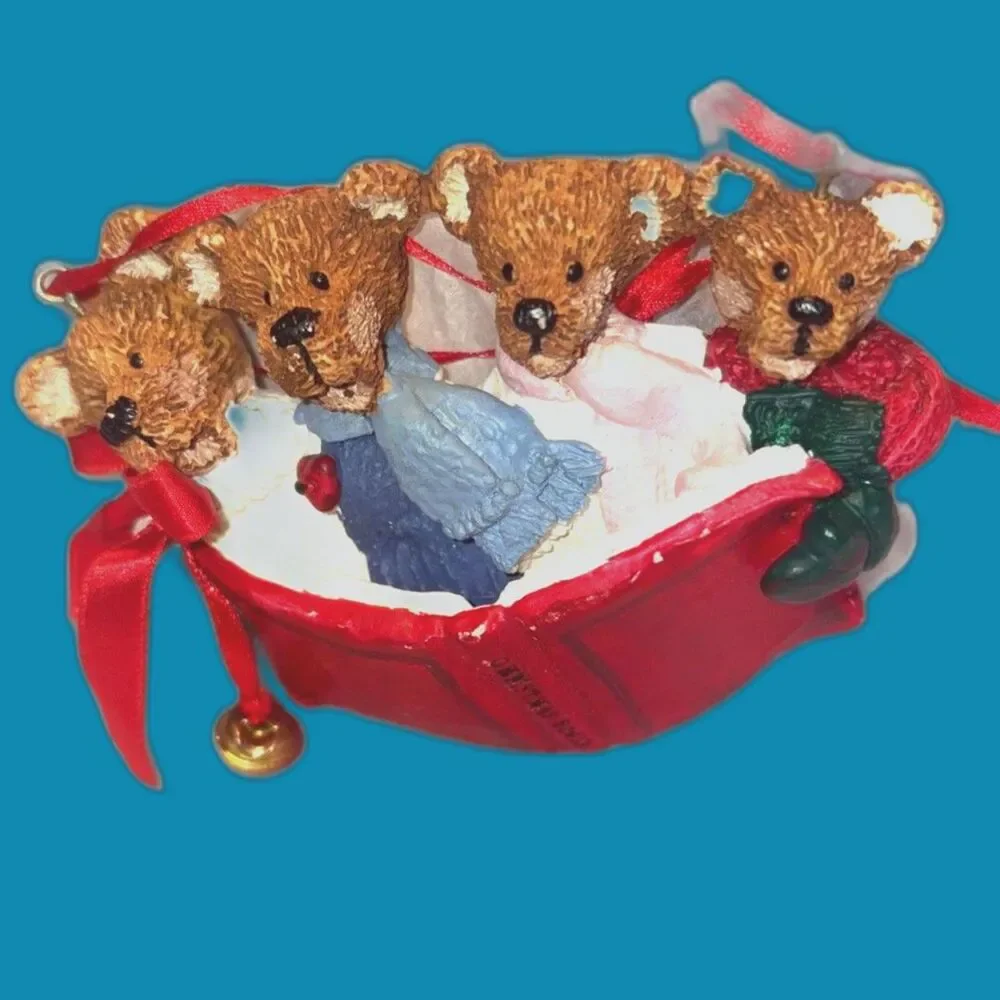 Vintage Kurt Andler Wooden Bear Christmas Tree Ornaments Lot of Three